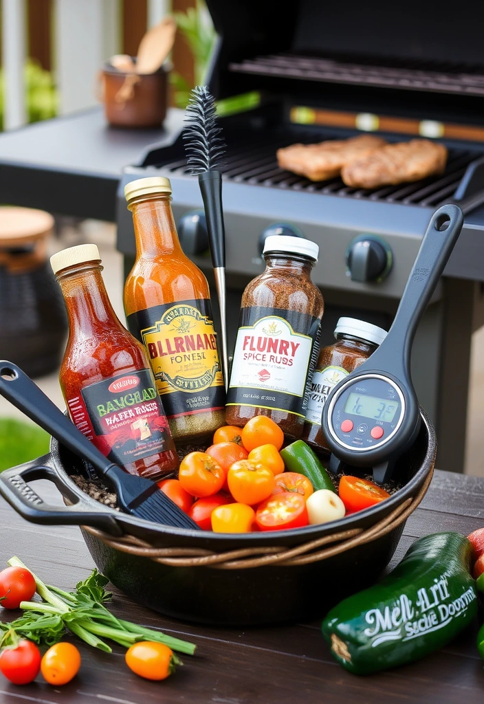 29 Cast Iron Skillet Gift Basket Ideas That'll Impress Every Cook! - 4. The Grill Master’s Basket