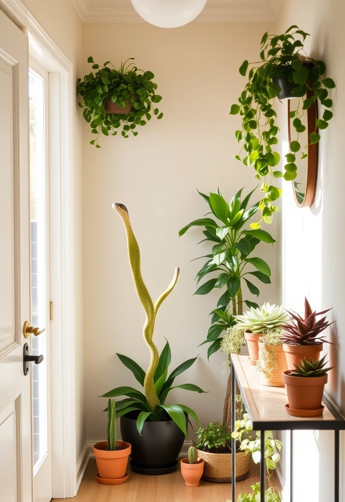 21 Small Foyer Ideas That Will Make Your Apartment Entryway Shine! - 6. Greenery Galore