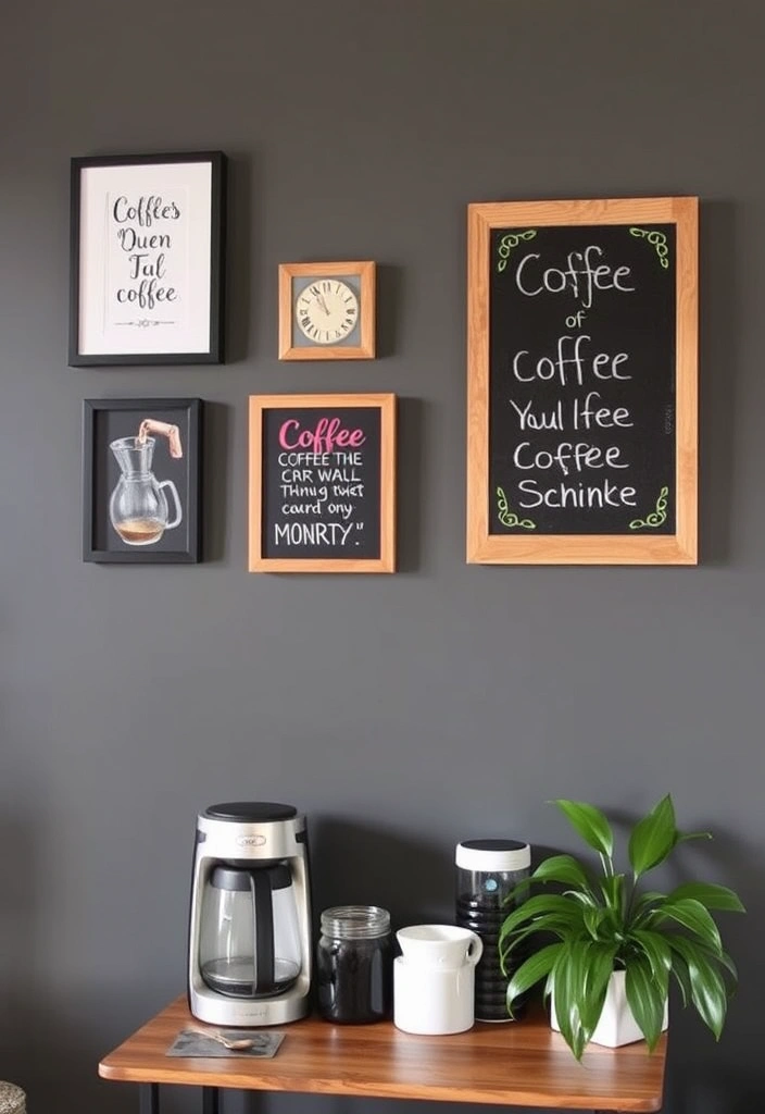 23 DIY Coffee Station Ideas That'll Transform Your Mornings! - 14. Customized Wall Art Station