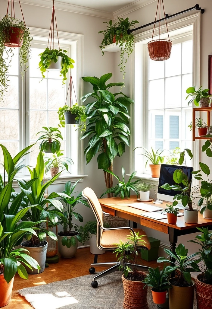 29 Home Office Guest Room Combo Refresh Ideas That’ll Transform Your Space! - 9. Greenery and Plants