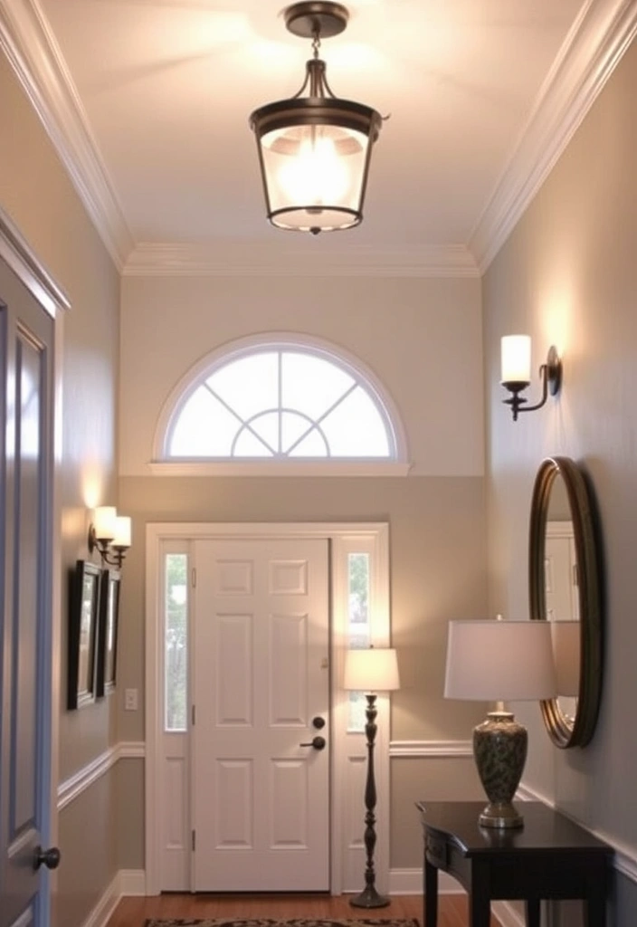 21 Small Foyer Ideas That Will Make Your Apartment Entryway Shine! - 18. Layered Lighting