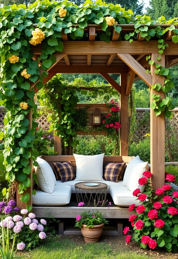 20 Grape Vine Trellis Ideas That Will Make Your Garden Stand Out! - 18. Trellis with Seating Area