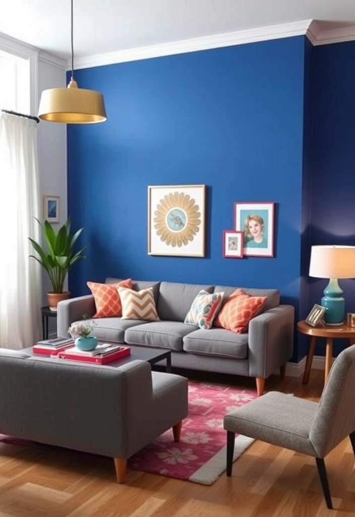 24 Blue and Gray Living Room Ideas That'll Transform Your Space (You Won't Believe #12!) - 16. Color Blocking