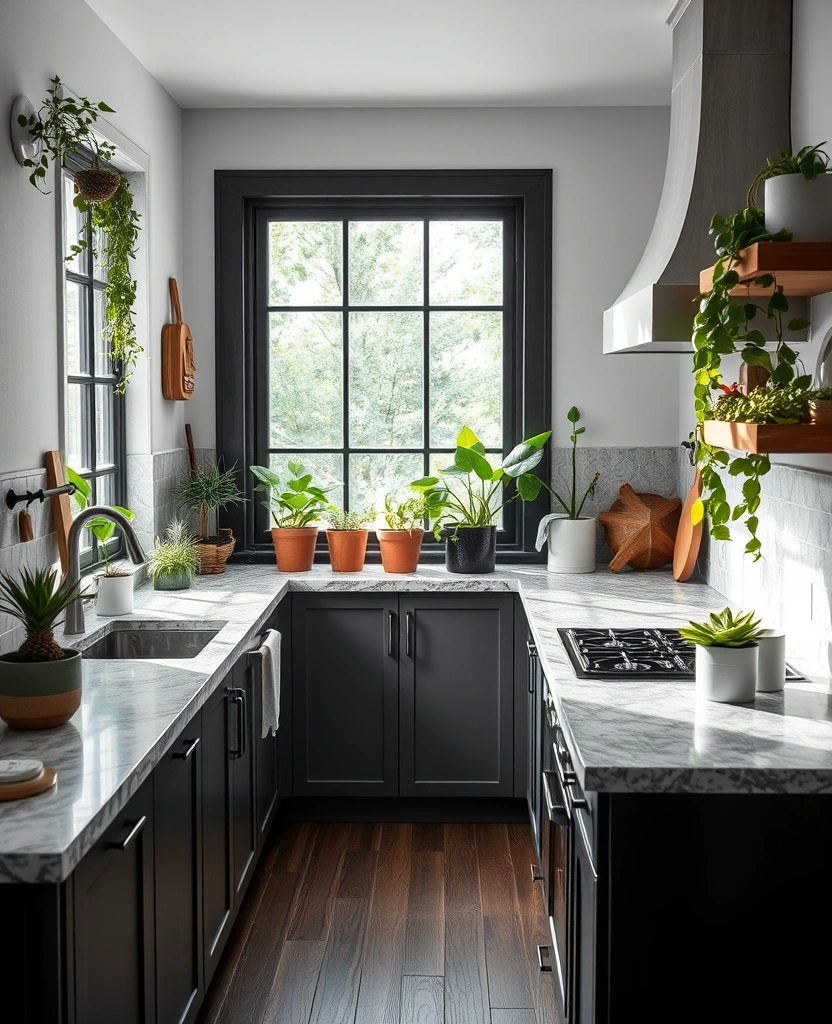 23 Black and White Kitchen Ideas That'll Make You Fall in Love with Cooking Again! - 19. Organic Touches