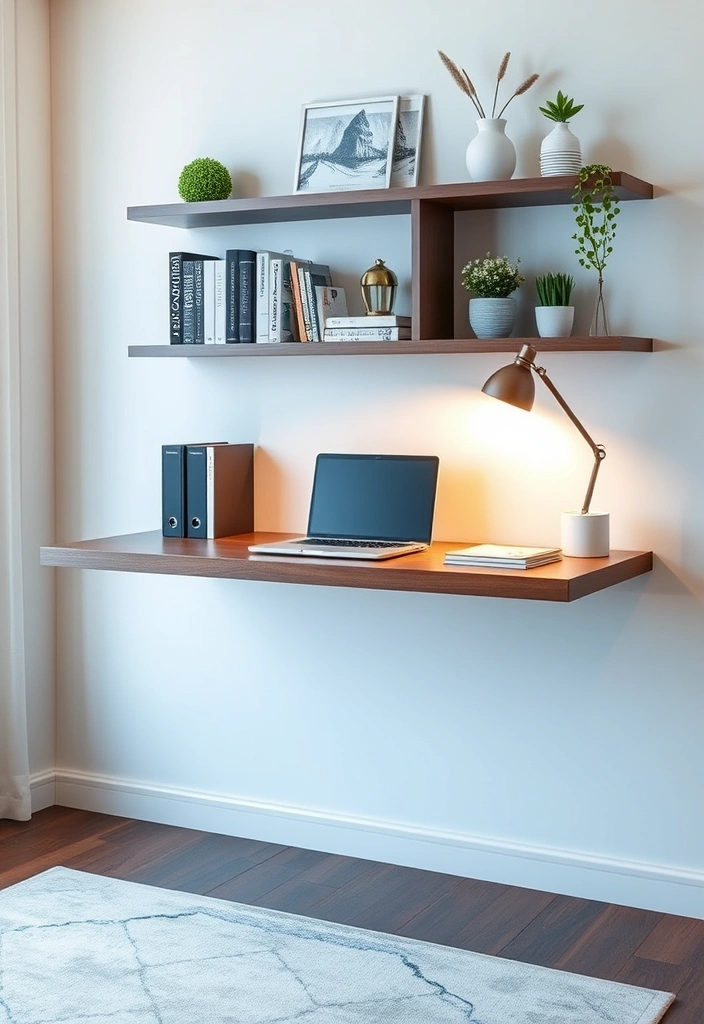 29 Home Office Guest Room Combo Refresh Ideas That’ll Transform Your Space! - 1. Floating Desk with Hidden Storage