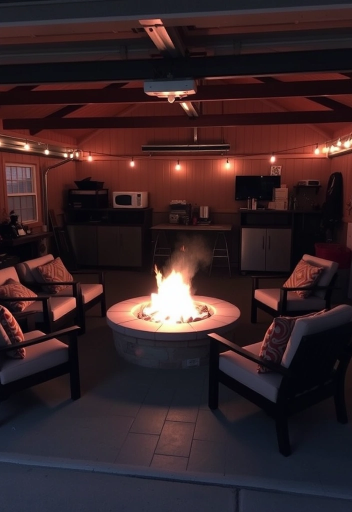 27 Budget Garage Man Cave Ideas That Will Transform Your Space on a Dime! - 16. Cozy Fire Pit Area