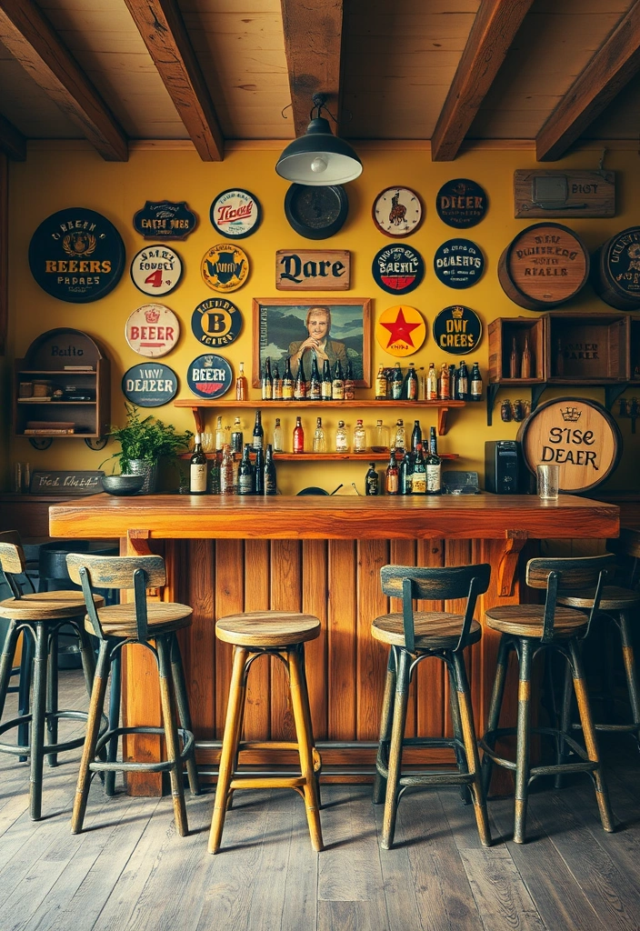 24 Basement Bar Ideas That'll Make You Want to Host Every Weekend! - 1. Rustic Wood Bar