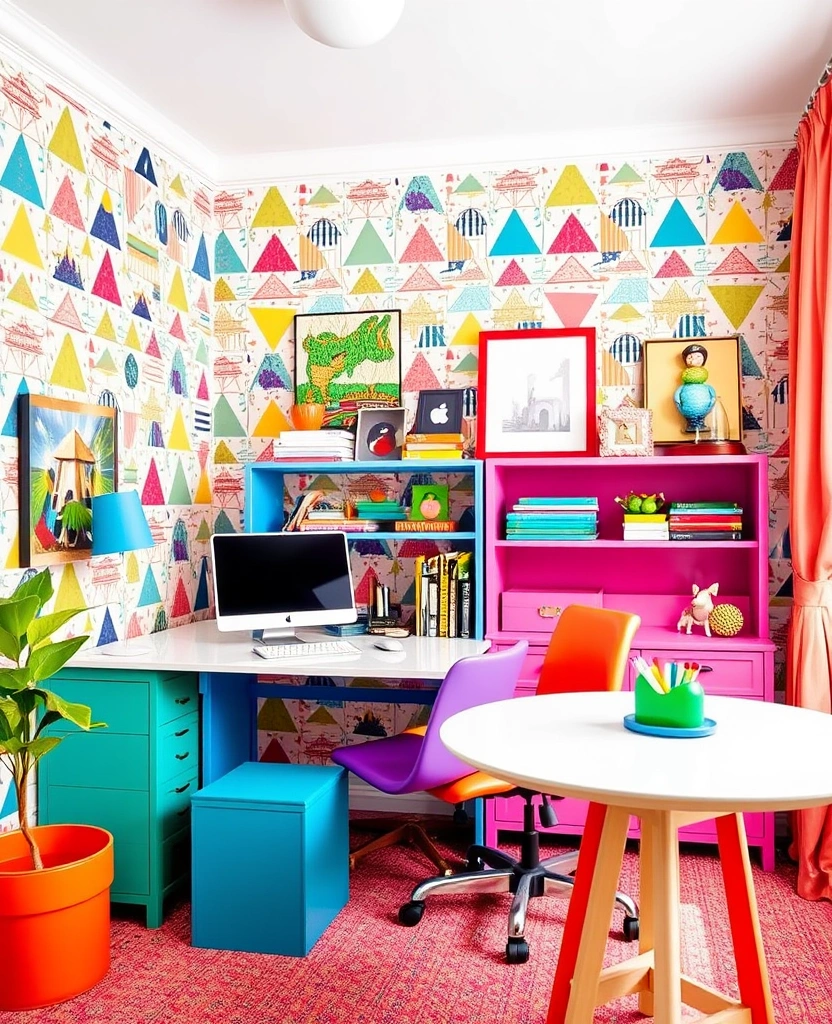 22 Home Office Ideas for Women That Will Transform Your Workday! - 26. Playful Patterns