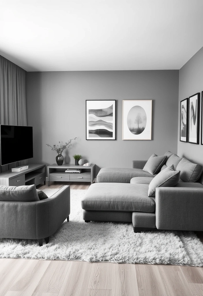 27 Modern TV Room Ideas That'll Transform Your Viewing Experience Forever! - 11. Monochromatic Magic