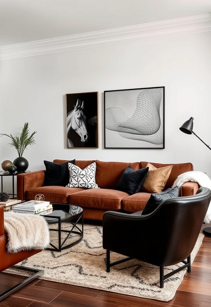 20 Brown Sofa Living Room Ideas That’ll Transform Your Space! - 6. Sophisticated Monochrome