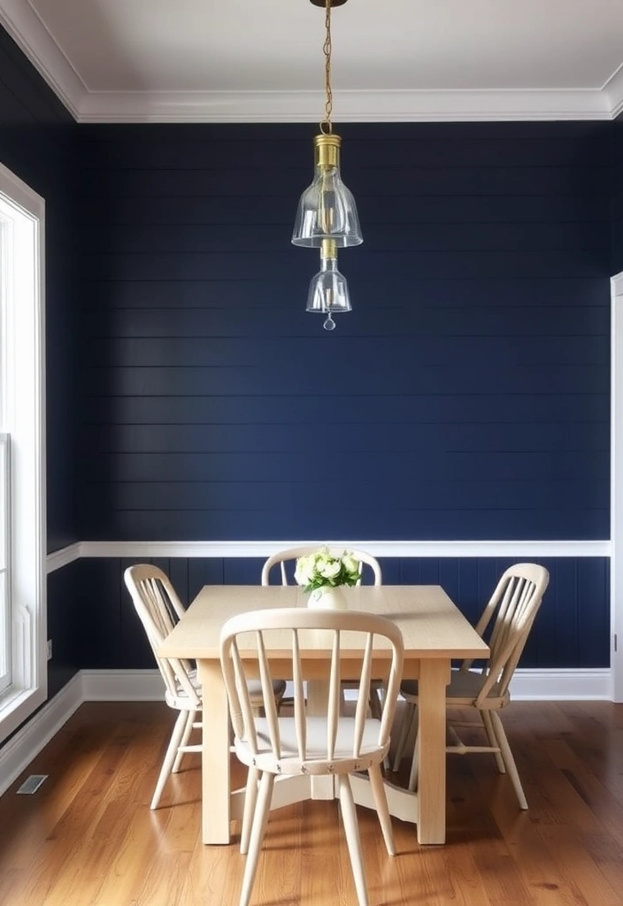 28 Stunning Farmhouse Shiplap Wall Ideas That Will Transform Your Space! - 2. Bold Navy Accent Wall