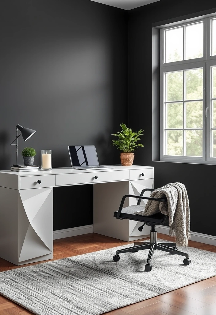 26 Stunning Moody Home Office Inspirations That Will Transform Your Workspace! - 1. Deep Charcoal Elegance