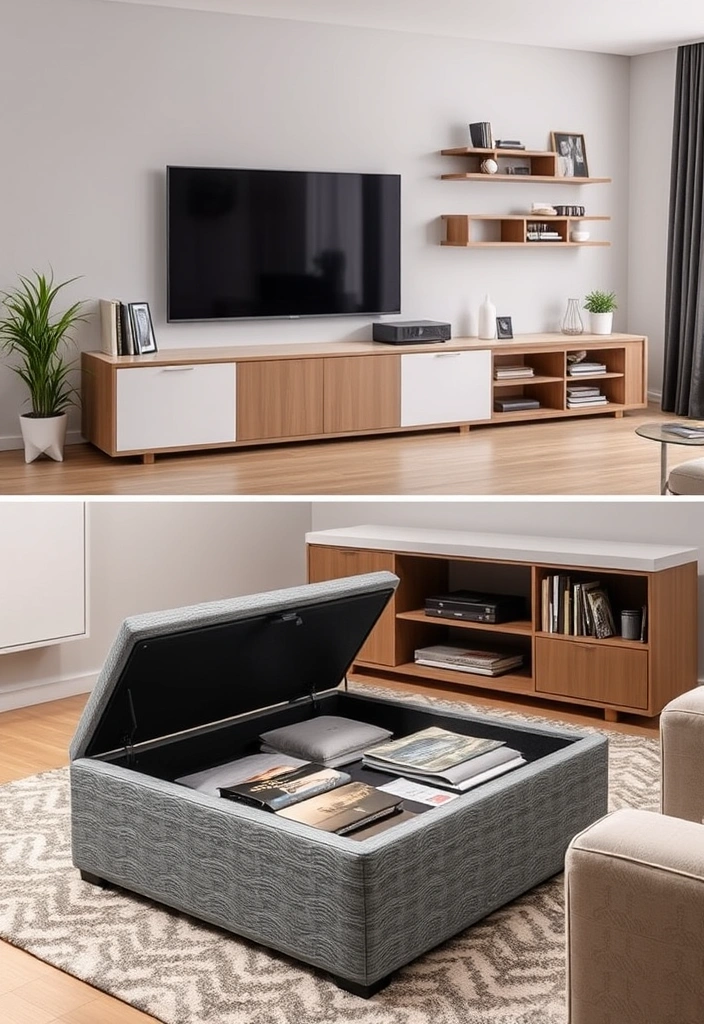 27 Modern TV Room Ideas That'll Transform Your Viewing Experience Forever! - 13. Smart Storage Solutions