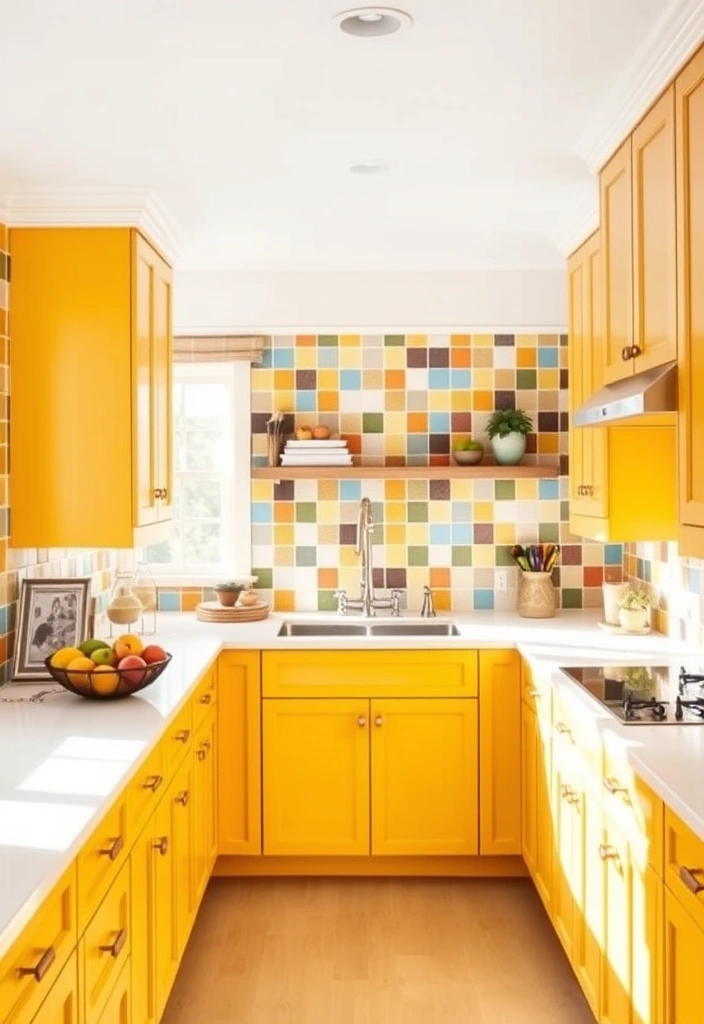 25 Painted Kitchen Cabinet Color Ideas That Will Transform Your Space! - 3. Cheerful Mustard Yellow