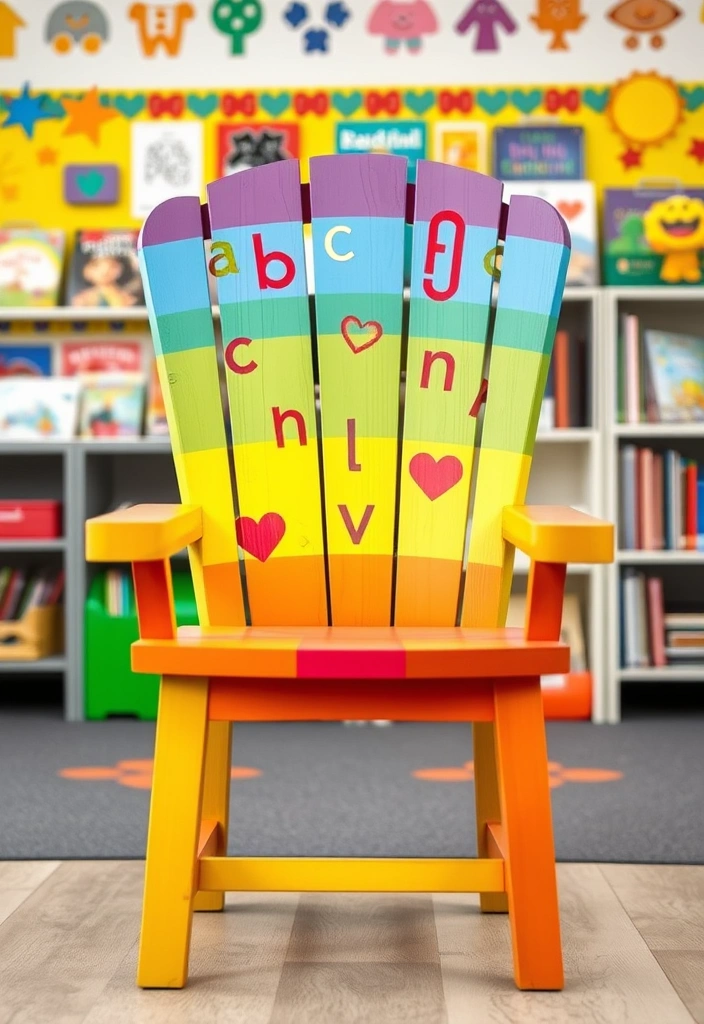 27 Yard Painted DIY Teacher Reading Chairs That Will Transform Any Classroom! - 1. The Colorful Classroom Classic