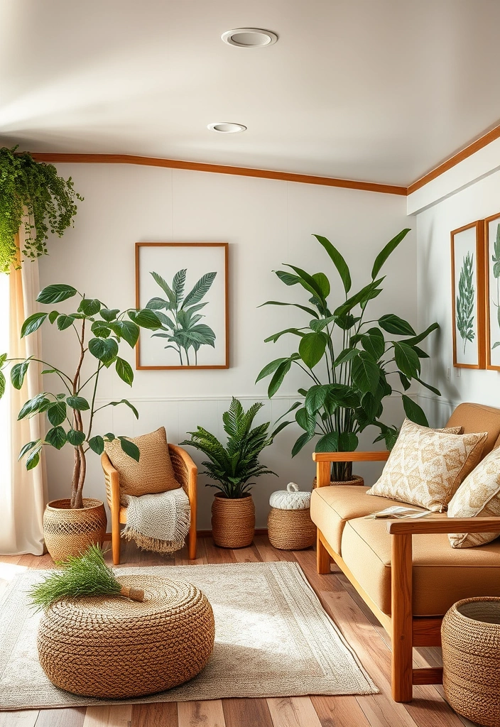 27 Mobile Home Living Room Transformation Ideas That’ll Blow Your Mind! - 9. Nature-Inspired Decor