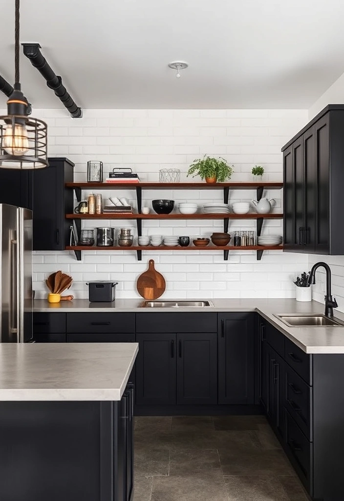 23 Black and White Kitchen Ideas That'll Make You Fall in Love with Cooking Again! - 5. Industrial Edge