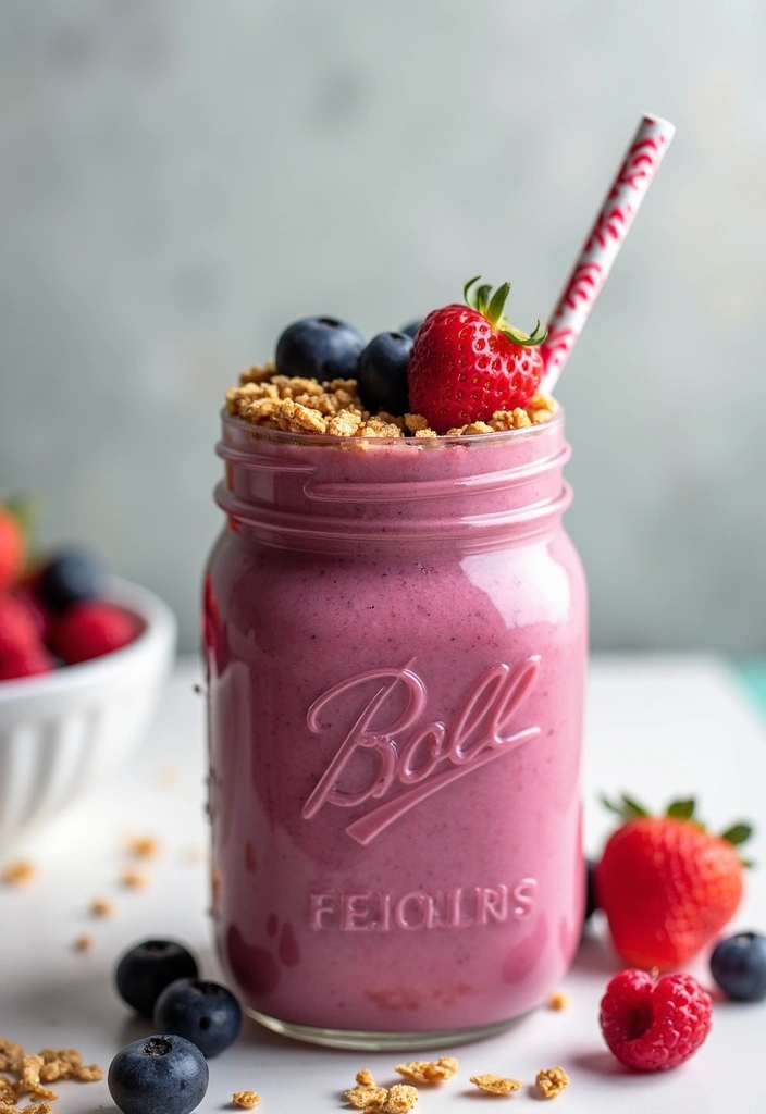 23 Mason Jar Meal Prep Ideas That’ll Simplify Your Week and Wow Your Taste Buds! - 12. Berry Smoothie Bowl