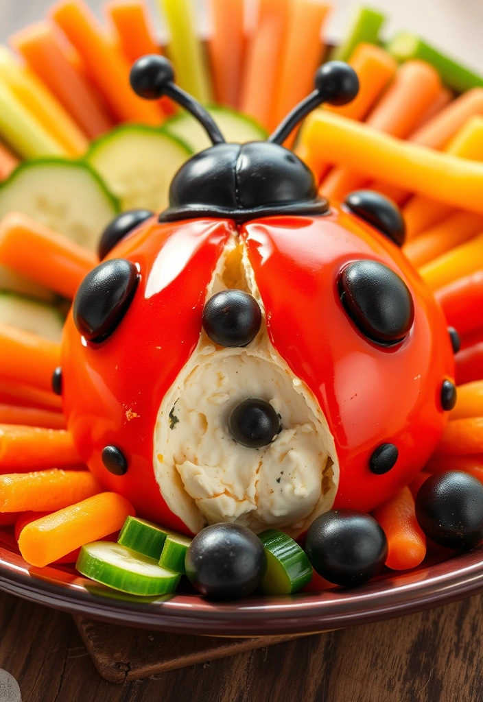 25 Irresistibly Shaped Cheese Balls Ideas That Will Wow Your Guests! - 3. Cute Ladybug Cheese Ball