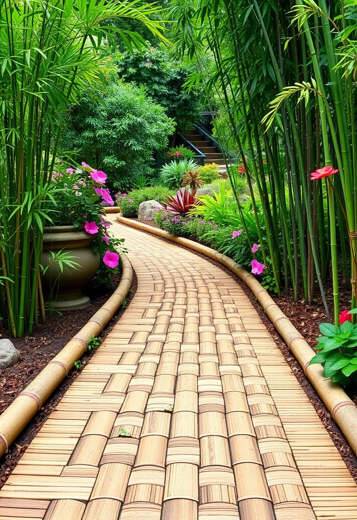 28 Cheap Walkway Ideas DIY That Will Transform Your Garden on a Budget! - 14. Bamboo Pathway