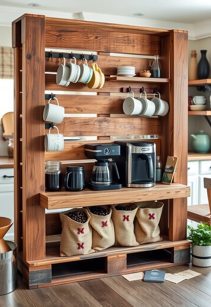 23 DIY Coffee Station Ideas That'll Transform Your Mornings! - 1. Rustic Wooden Pallet Station