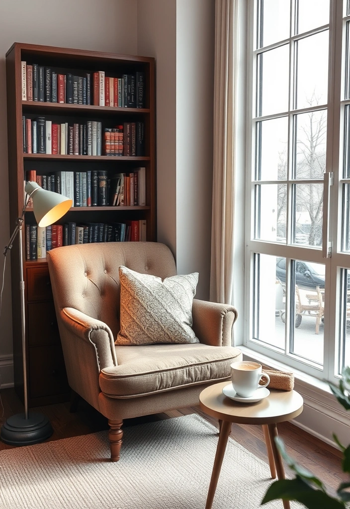 26 Stunning Moody Home Office Inspirations That Will Transform Your Workspace! - 5. Cozy Reading Nook