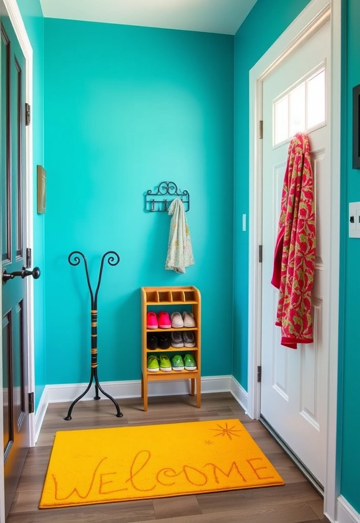 21 Small Foyer Ideas That Will Make Your Apartment Entryway Shine! - 2. Color Pop