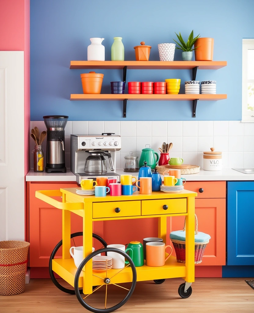 23 DIY Coffee Station Ideas That'll Transform Your Mornings! - 19. Bold Color Block Station