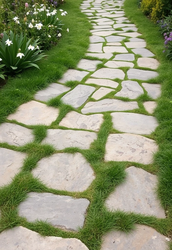 28 Cheap Walkway Ideas DIY That Will Transform Your Garden on a Budget! - 7. Flagstone Pathway