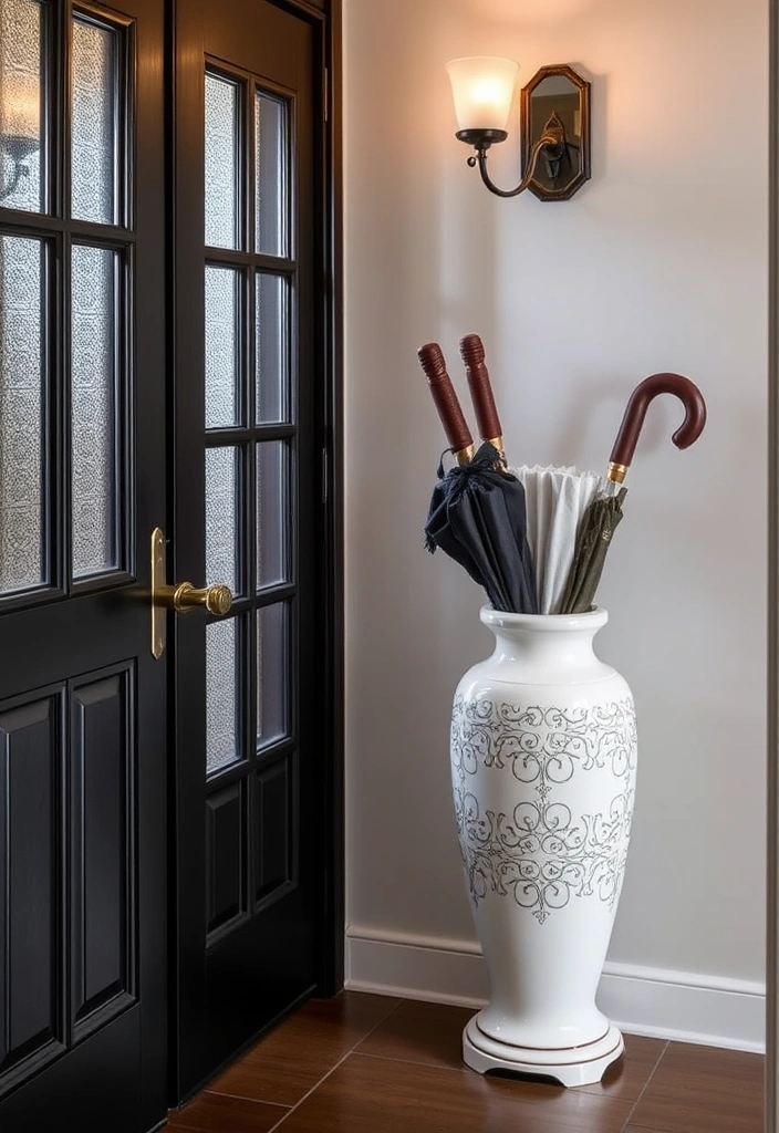 21 Small Foyer Ideas That Will Make Your Apartment Entryway Shine! - 17. Elegant Umbrella Stands