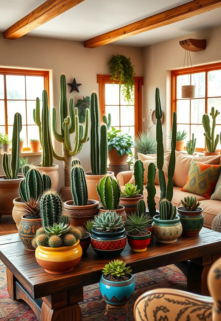 28 Stunning Southwestern Living Room Ideas That'll Make You Want to Redecorate! - 6. Cacti and Succulent Accents