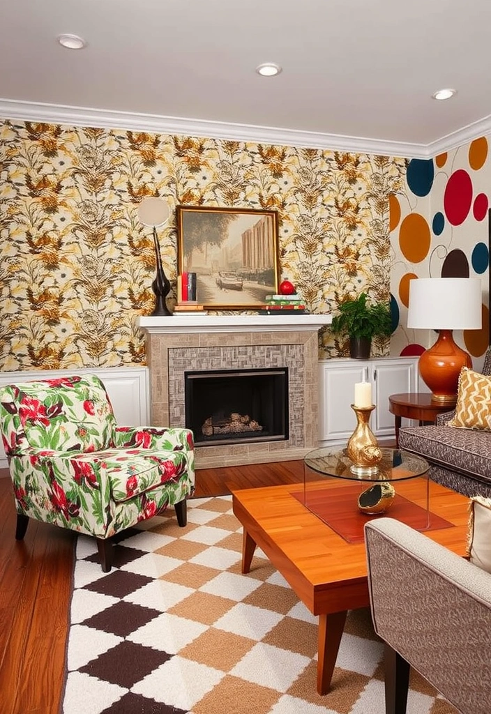 25 Modern 70s Living Room Ideas That'll Make You Want to Time Travel! - 2. Retro Patterns