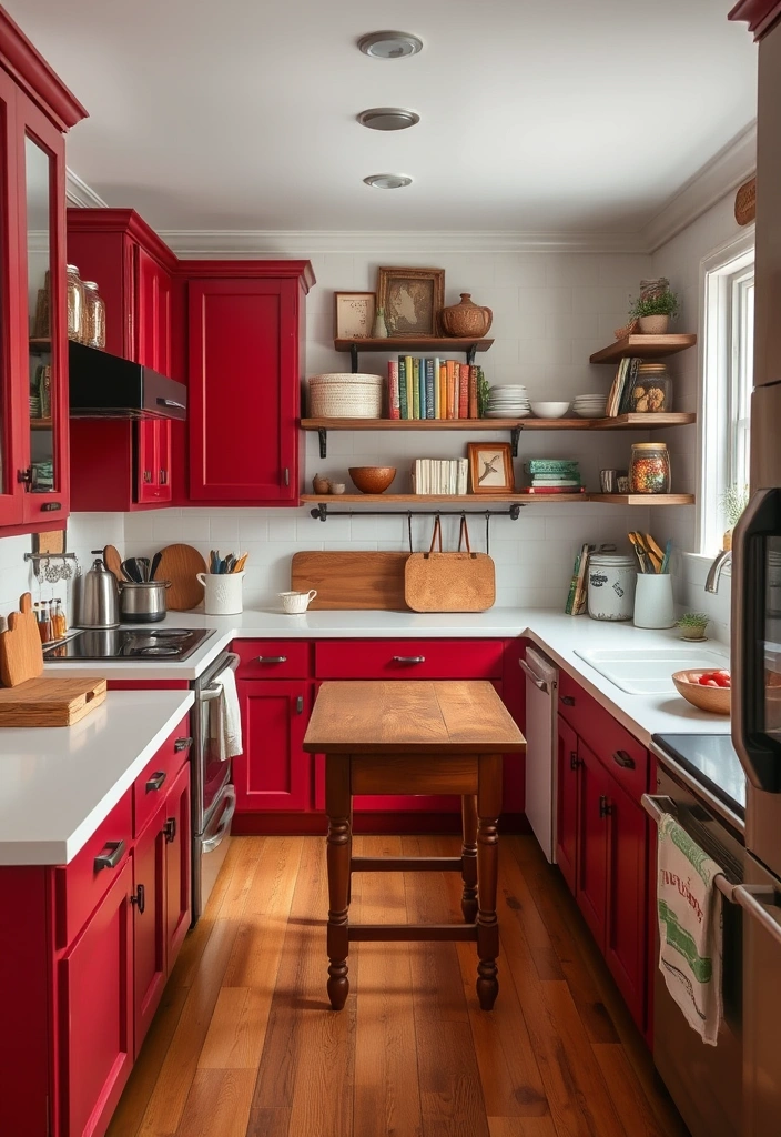 25 Painted Kitchen Cabinet Color Ideas That Will Transform Your Space! - 10. Rustic Barn Red