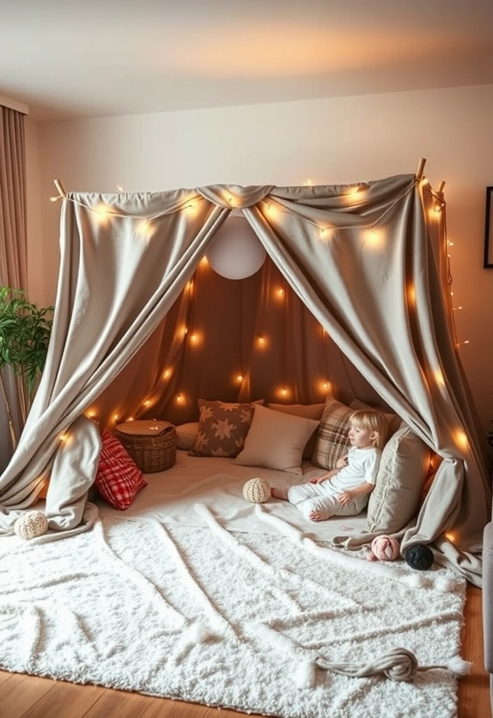 22 Creative Kids Play Corner Ideas for Your Living Room That'll Make You Say 'Wow!' - 11. Indoor Fort Zone