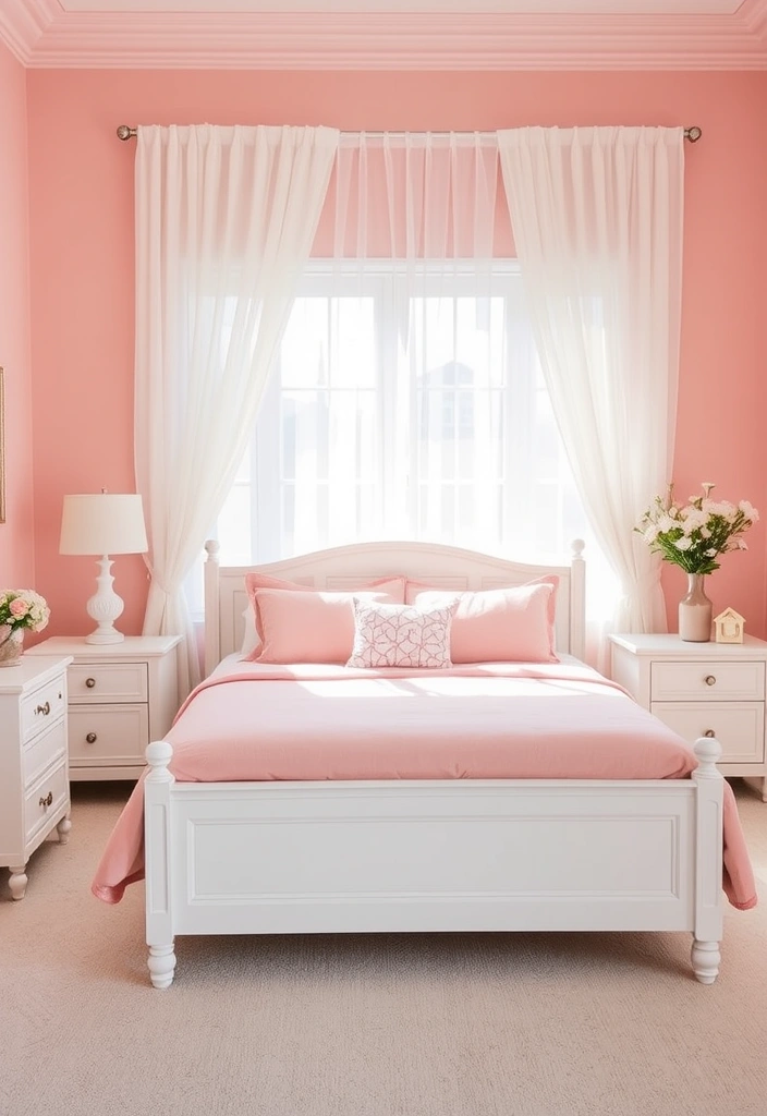 21 Blush Pink Bedroom Ideas That Will Make You Swoon! - 10. Blush and White Elegance