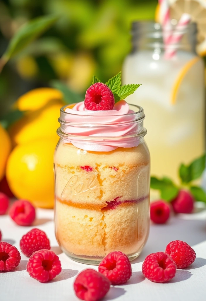 20 Easy Mason Jar Cupcake Ideas That'll Impress Your Guests (You Won't Believe #7!) - 16. Raspberry Lemonade Joy