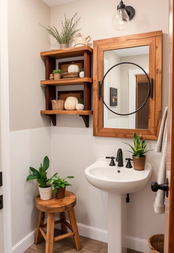 27 Fall Bathroom Decorating Ideas That Will Transform Your Space Into a Cozy Retreat! - 6. Rustic Wooden Accents