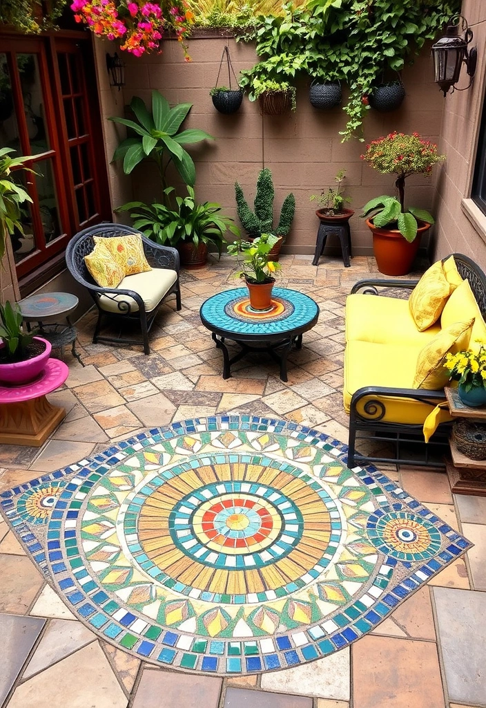 26 Stunning Backyard Patio Designs That Will Transform Your Outdoor Space! - 14. Artistic Mosaic Designs