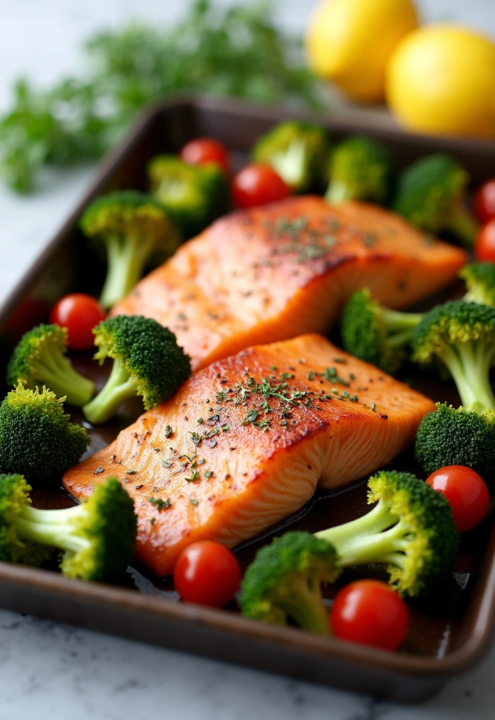 20 Quick and Easy Weeknight Recipes That'll Make Family Dinners a Breeze! - 3. Sheet Pan Salmon and Veggies