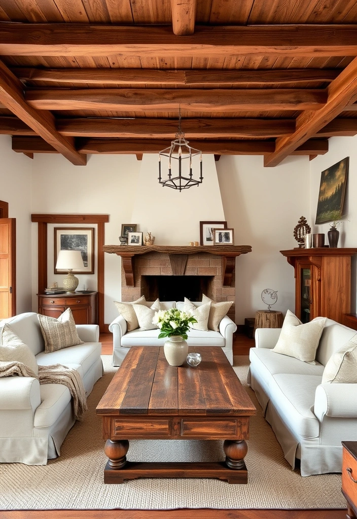 26 Stunning Colonial Living Room Inspirations That Will Transform Your Space! - 2. Rustic Wood Accents