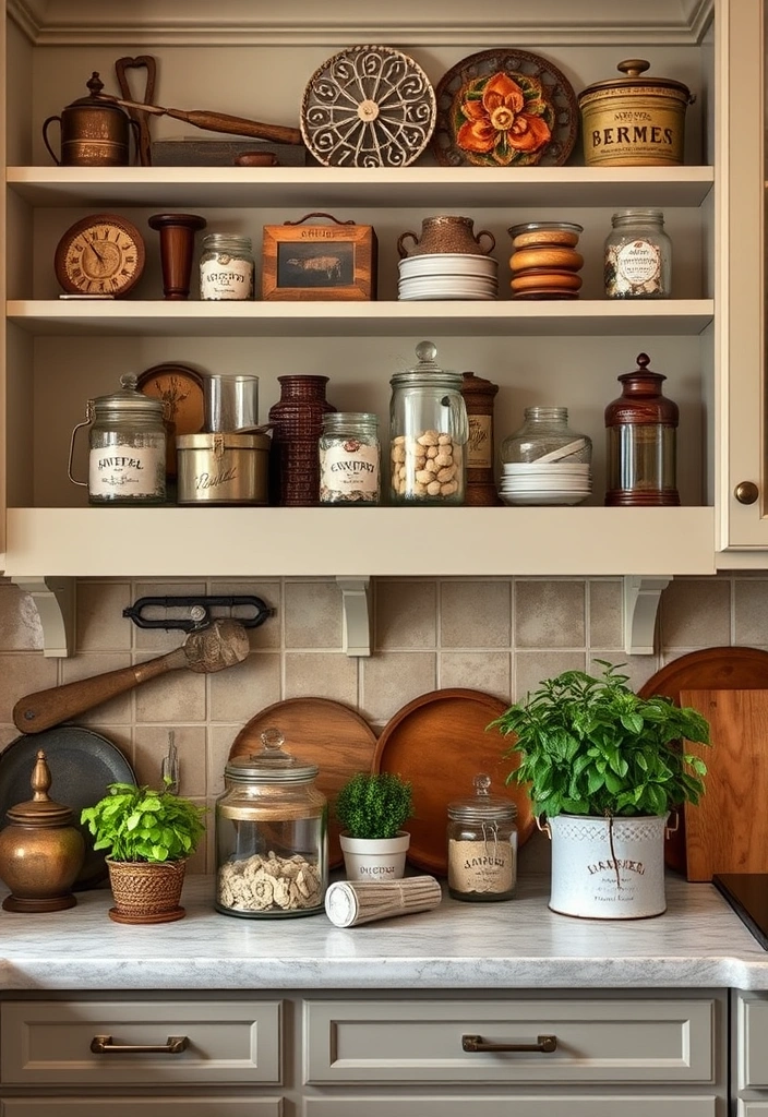 25 Farmhouse Kitchen Ideas to Add Rustic Charm in Modern Spaces - 8. Antique Decor Accents