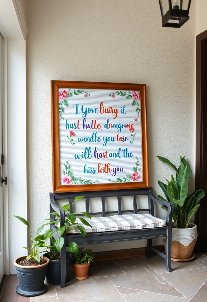 20 DIY Entryway Decor Ideas That Will Wow Your Guests! - 13. Inspirational Quote Board