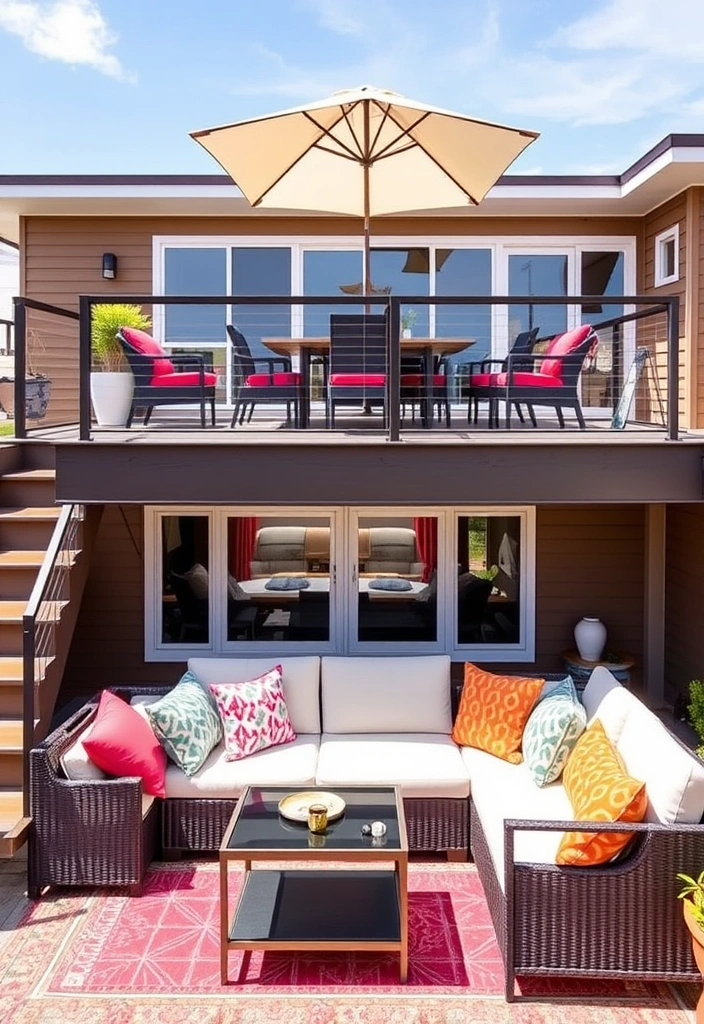 20 Two-Level Deck Ideas That Will Transform Your Backyard Into a Dream Retreat! - 9. Contemporary Outdoor Lounge