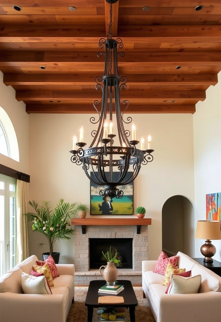 28 Stunning Southwestern Living Room Ideas That'll Make You Want to Redecorate! - 8. Statement Lighting Fixtures