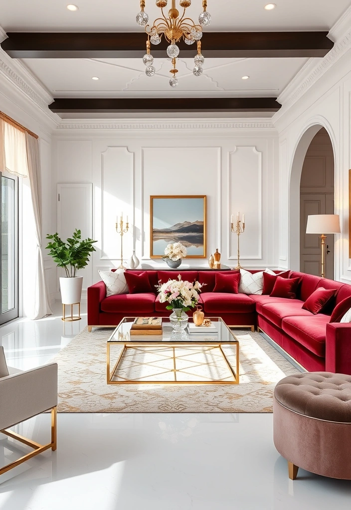 24 Burgundy Living Room Inspirations That Will Spark Your Creativity! - 9. Burgundy and White Elegance