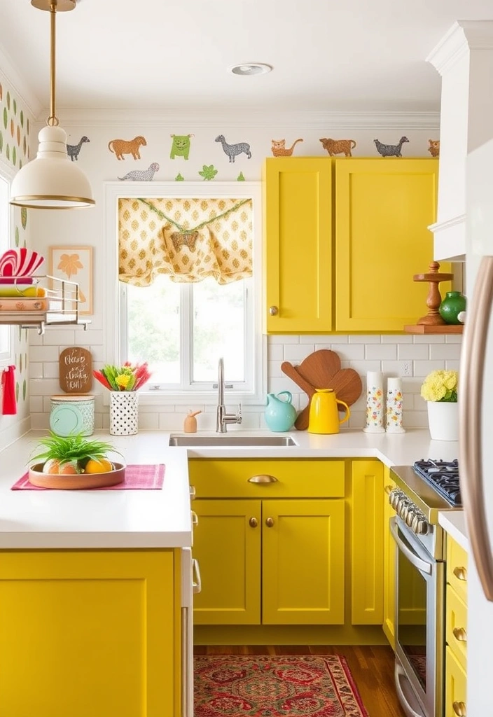 25 Painted Kitchen Cabinet Color Ideas That Will Transform Your Space! - 21. Whimsical Yellow-Green