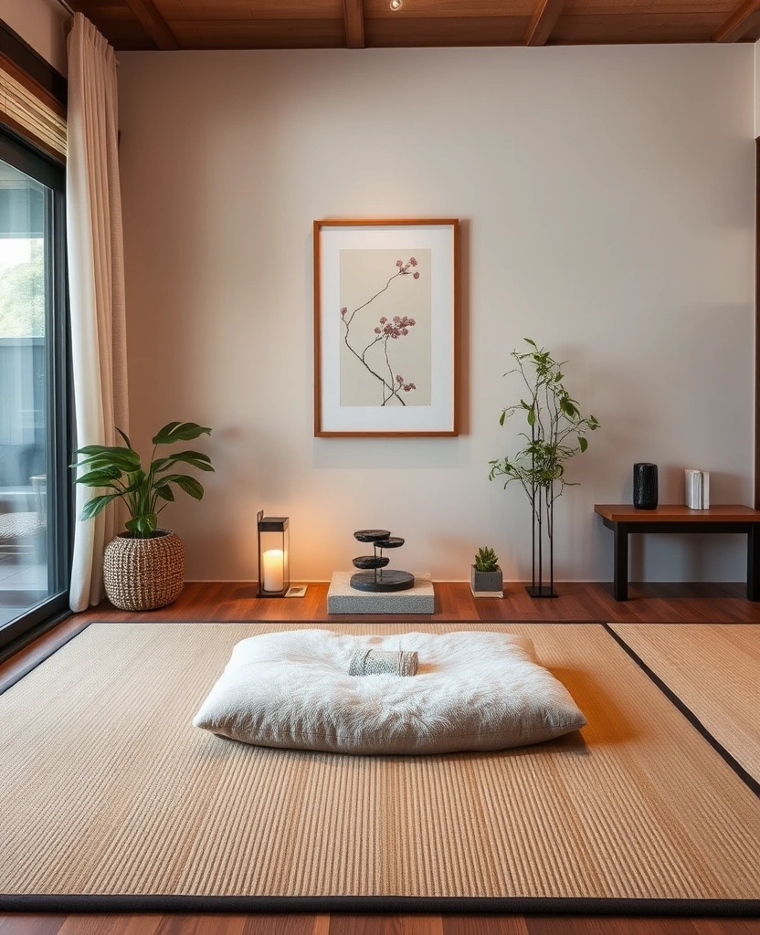 24 Japandi Living Room Designs That Will Transform Your Space into a Zen Paradise! - 23. Mindful Meditation Nook