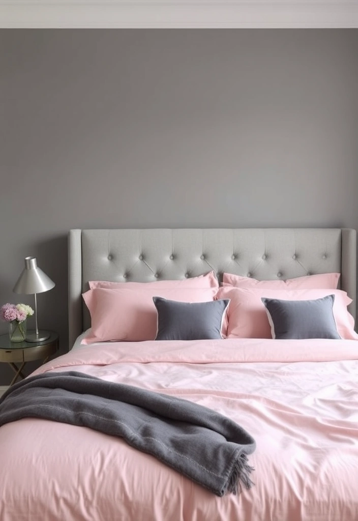 21 Blush Pink Bedroom Ideas That Will Make You Swoon! - 7. Blush and Gray Harmony