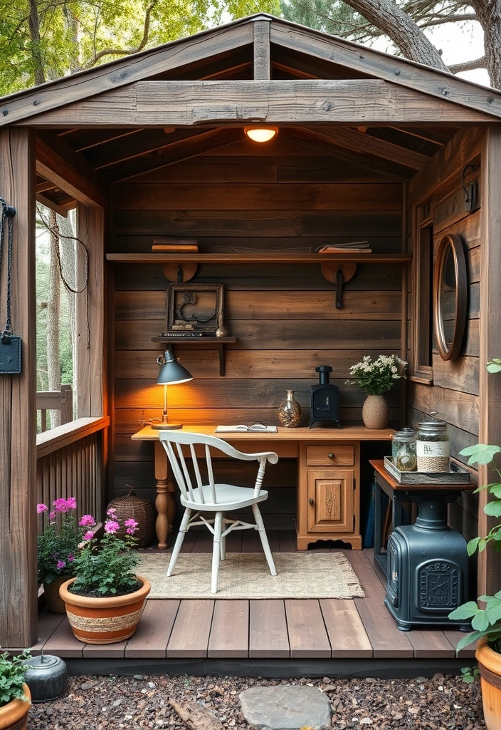 26 Shedquarters Backyard Office Ideas You Won't Believe Exist! - 1. The Rustic Retreat