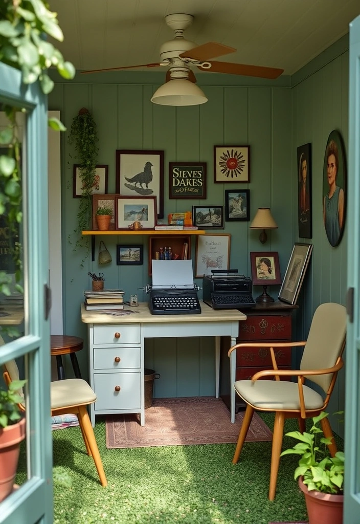 26 Shedquarters Backyard Office Ideas You Won't Believe Exist! - 11. The Vintage Vibe